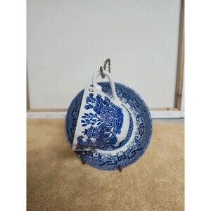Royal wessex blue willow teacup and saucer